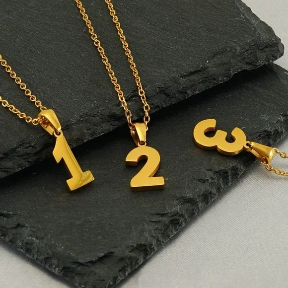 18K Gold Plated Lucky Number Necklace*Angel Number Charm*0123456789 Pendant*ZX - Picture 1 of 15
